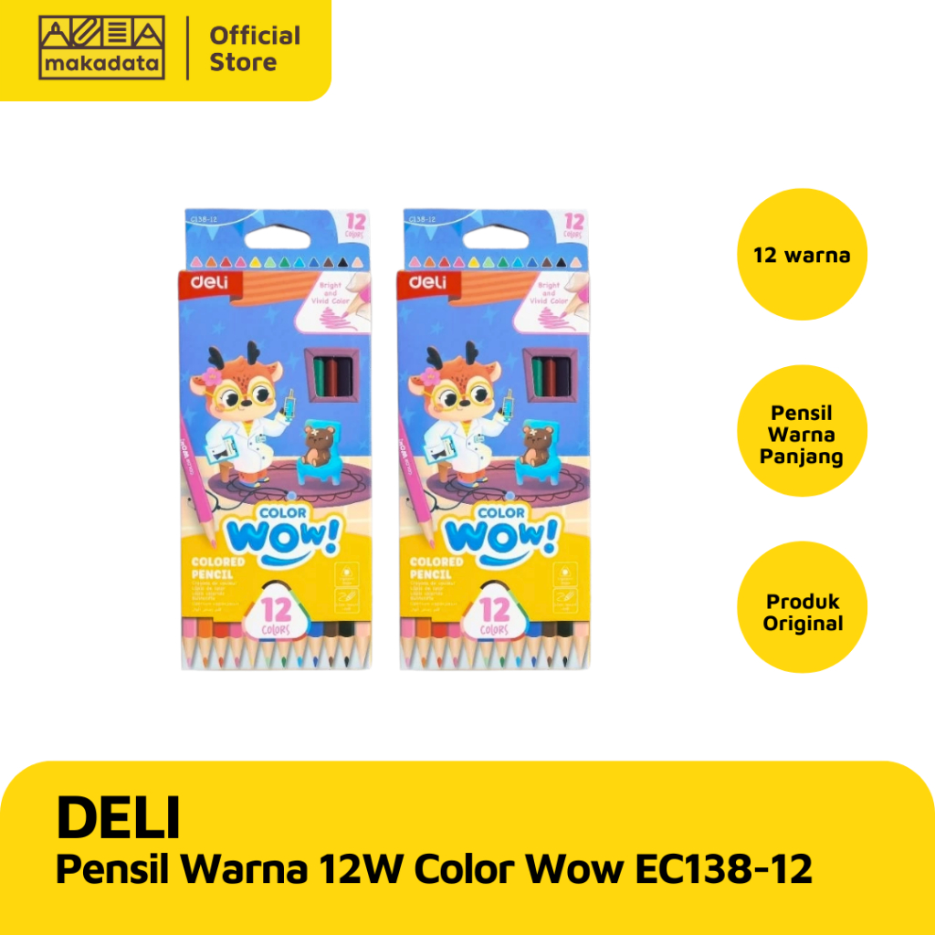 

COLOUR PENCIL / PENSIL WARNA DELI COLOR WOW 12 WARNA PANJANG EC138-12 MURAH