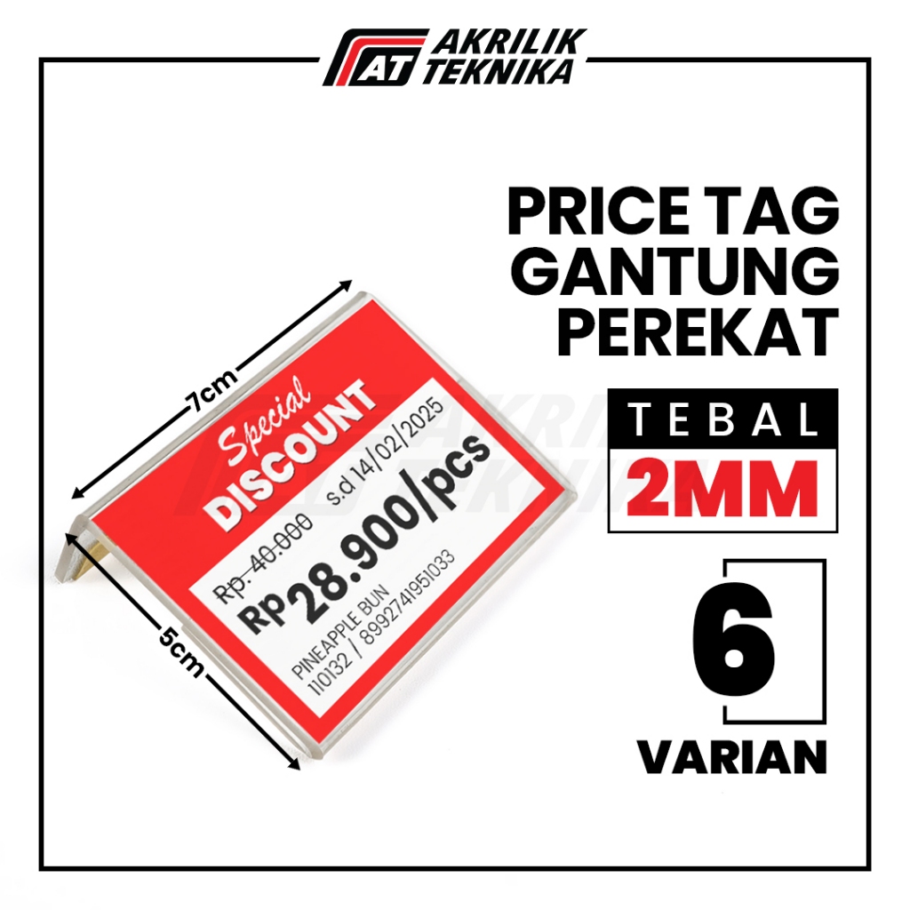 

Akrilik Price Tag / Display Harga Gantung - Tipe Lem / Perekat