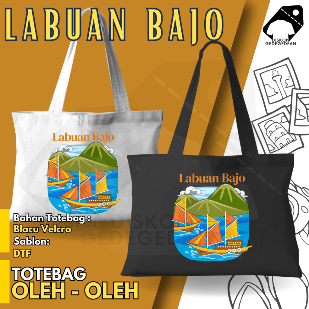 Diskongedegedean Totebag Souvenir Labuan Bajo Tas Oleh Oleh Labuan Bajo Bahan Blacu Sablon