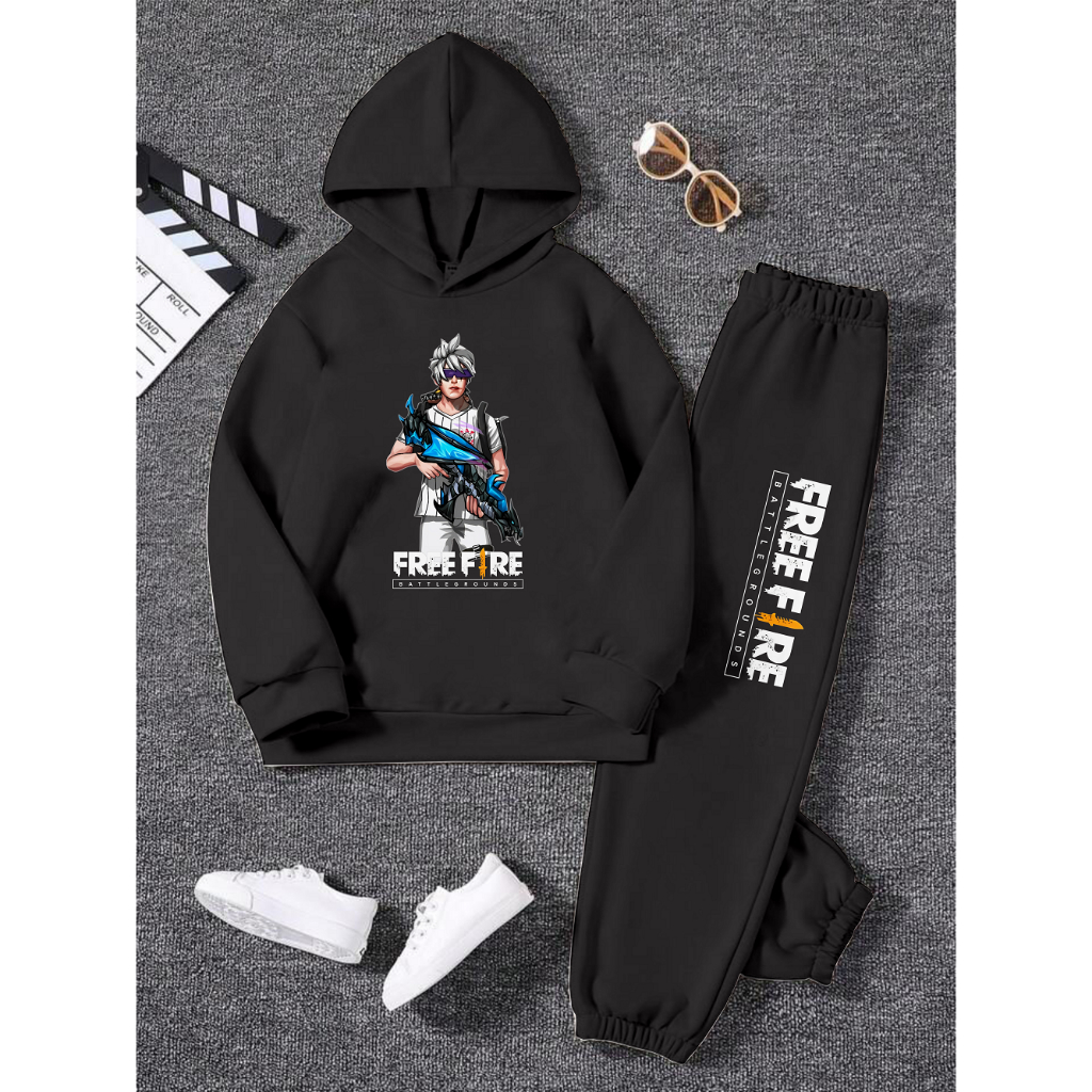 Lexander Setelan Sweater Hoodie Topi Anak Remaja Gambar Atasan Dan Celana FF AK Dragon