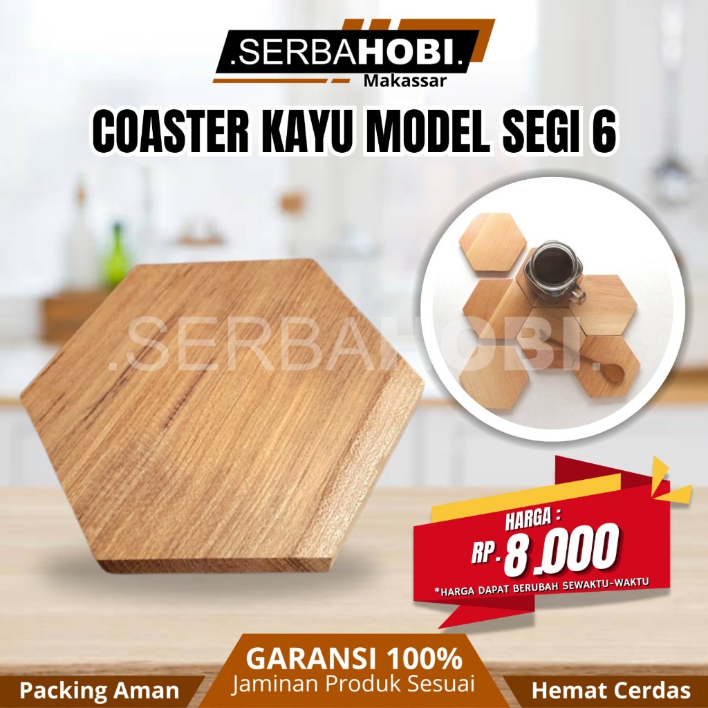 Coaster Kayu Tatakan Gelas Segi 6 Aesthetic