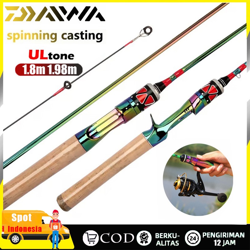 Jigging Rod Ultralight Fishing Rod 1.80/1.98M UL Pancing Ultra Lembut Pancing Serat Karbon Spinning 