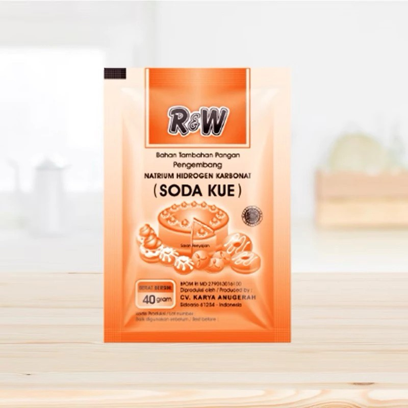 

Soda Kue Sachet 40gram Baking Soda Pengembang Kue Rajawali R&W 40 gr