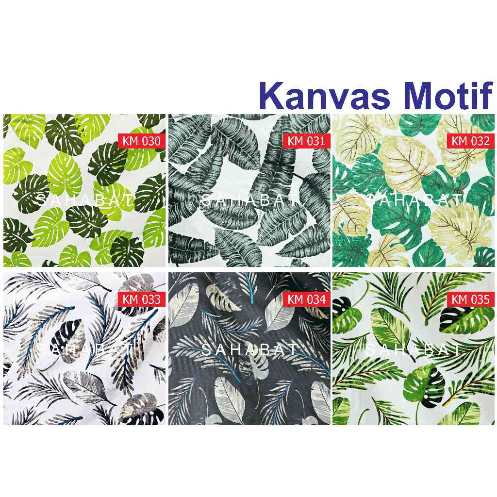 Kanvas Motif Daun / Kanvas Katun / Bahan Kain Tas