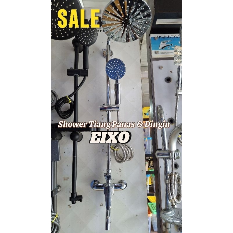Shower Set Kamar Mandi Panas Dingin EIXO Rain Shower Kotak/Bulat Crom/Hitam