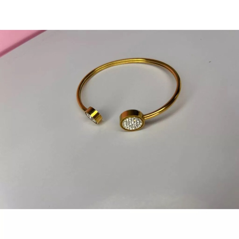 Gelang Titanium Wanitu Gold Mata Putih