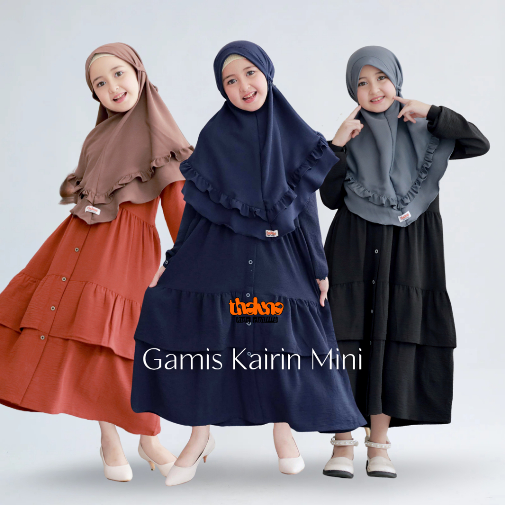 Thaluna Kids Dress Kairin Mini [Tanpa Jilbab] | Gamis Anak Perempuan Dress Anak Cey Crickle Gamis An