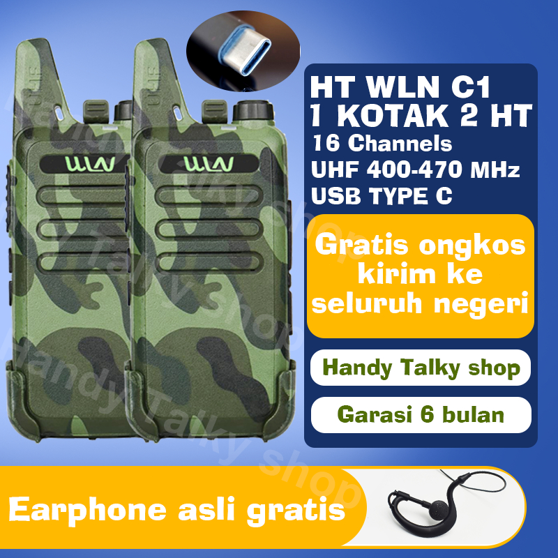 HT WLN C1 UHF Handy Talky TWO WAY RADIO BLACK C1 walkie talkie 1/6 UNIT (Type-C plug)