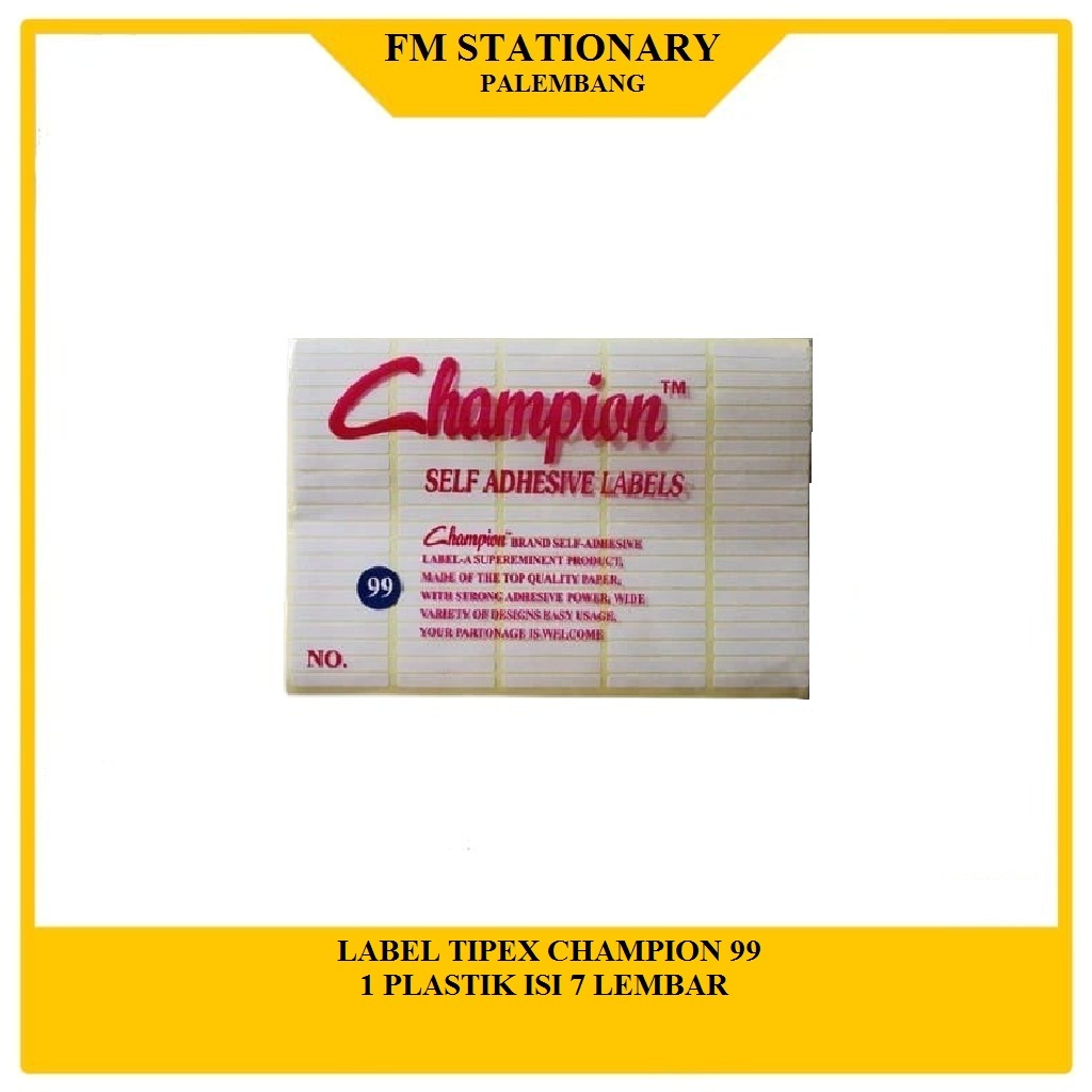 

Label tipex champion 99 (1 plastik isi 7 lembar) )