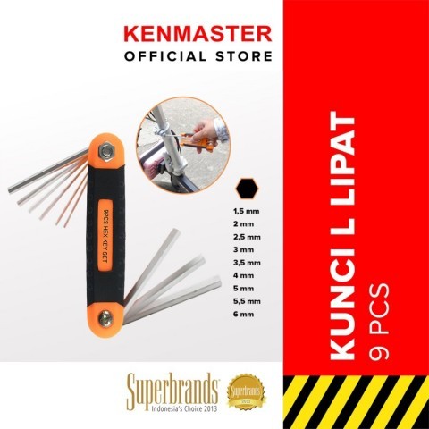 KUNCI L LIPAT 9 PCS KENMASTER/KUNCI LIPAT SET