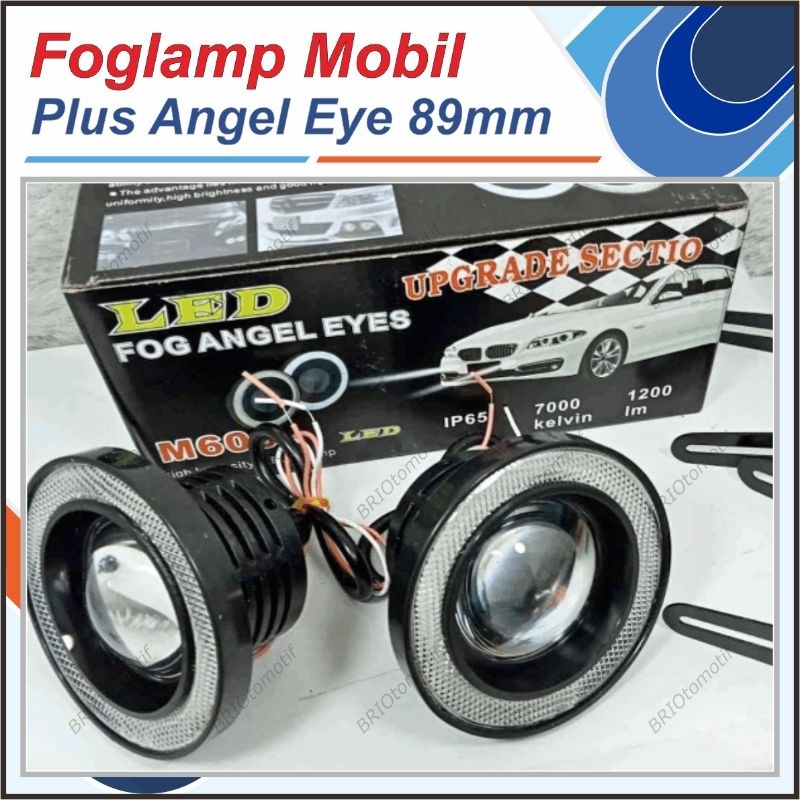 LAMPU BUMPER FOGLAMP KABUT PROJI LED MOBIL TEMBAK PROJEKTOR + ANGEL EYE 89 MM 89MM 2 MODE AVANZA XEN