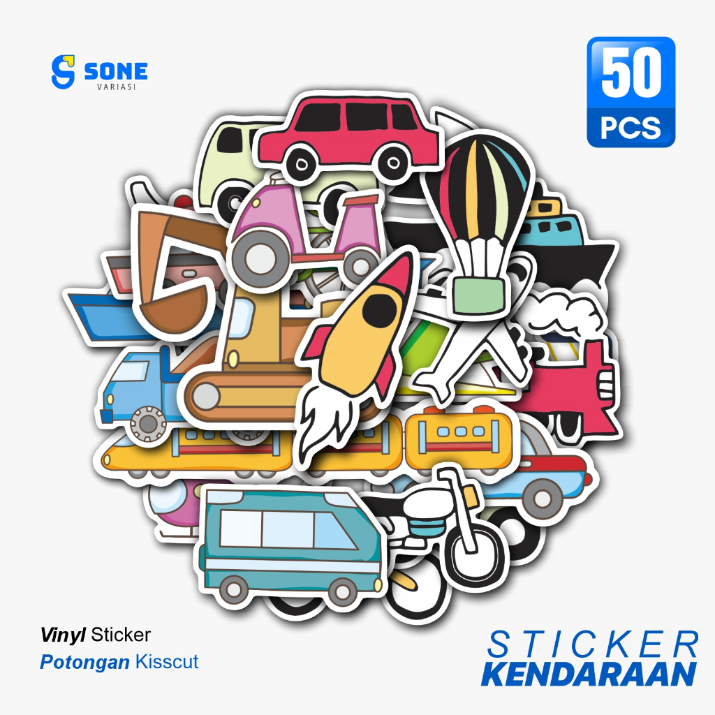 

Sticker Pack KENDARAAN Aesthetic Paper Vinyl Waterproof Dekorasi Stiker Laptop Buku Journal Koper