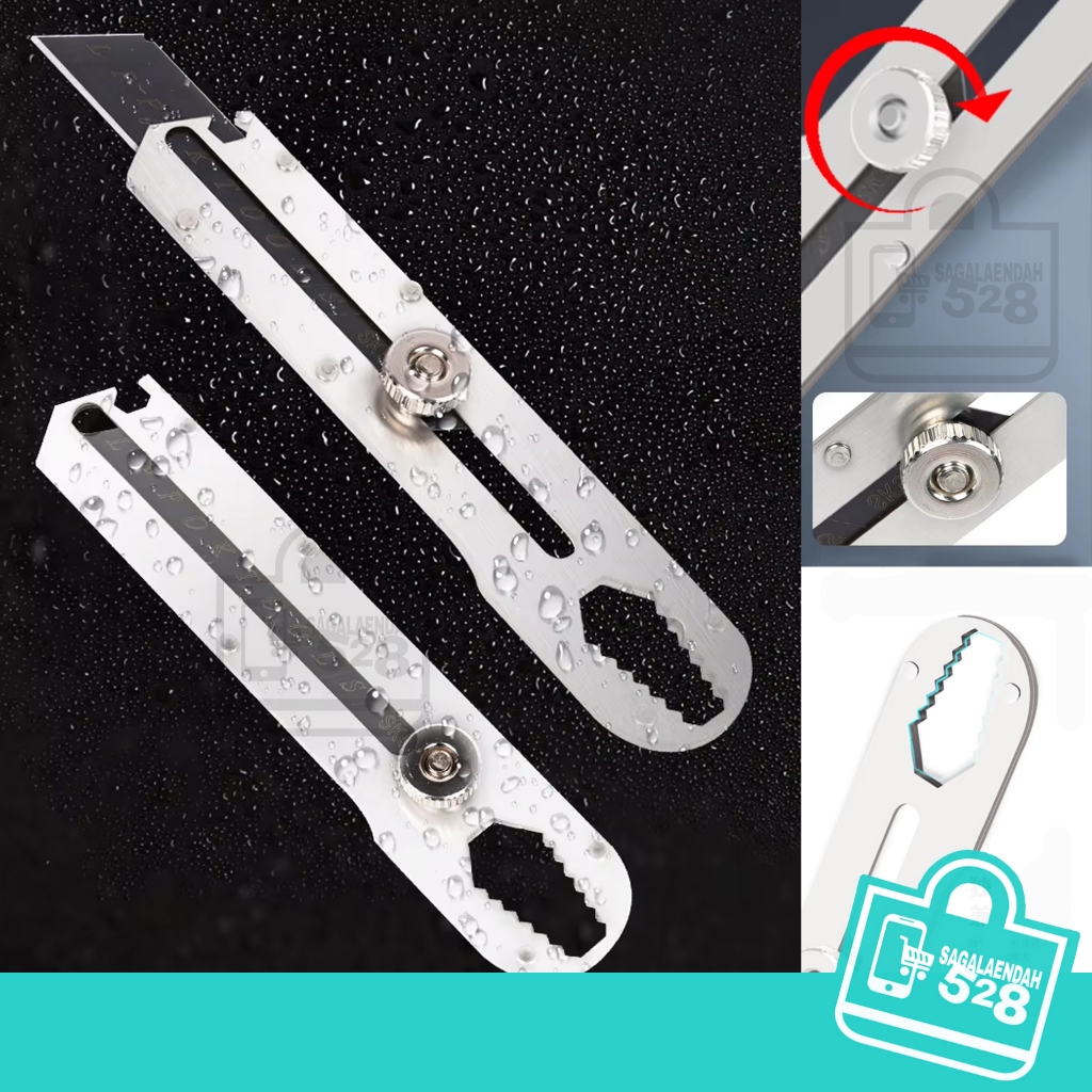 

Pisau Cutter Stainless 9in1/ Cutter Multifungsi / Pisau Kater Pembuka Botol Skrup Penggaris