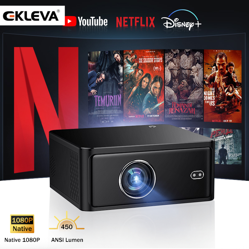 Ekleva C700 Smart Proyektor LCD Android 450 ANSI Lumens Netflix Youtube FHD 1080P Auto Focus Proyekt