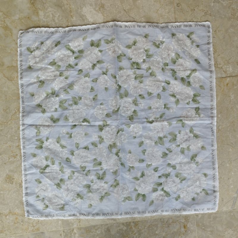 preloved sapu tangan hanae mori bunga shabby cakep