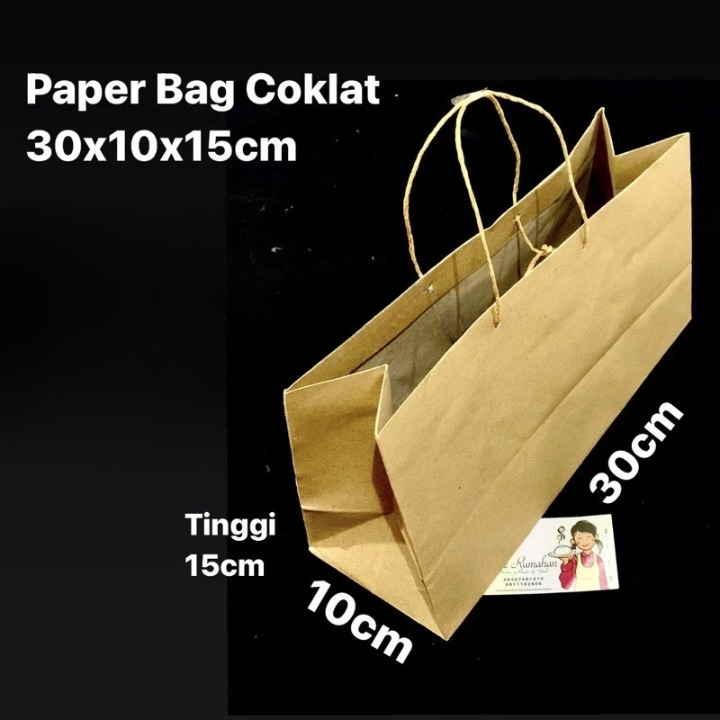 

Paperbag Coklat Polos Tas Parcel Muat 3 Toples Tabung 30x10x15cm
