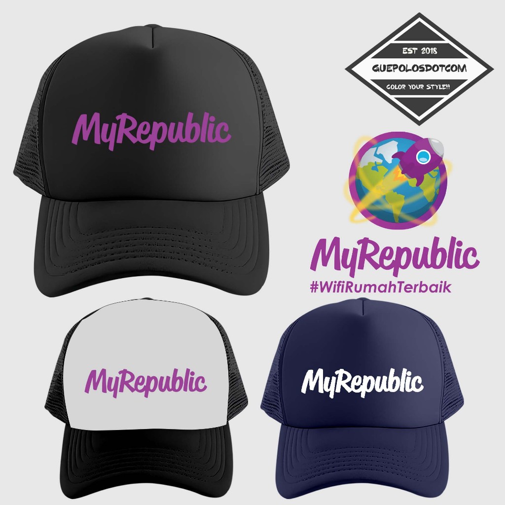 TOPI JARING TRUCKER MyRepublic - Topi jaring MyRepublic Keren - TOPI JARING MyRepublic Murah - GUEPO
