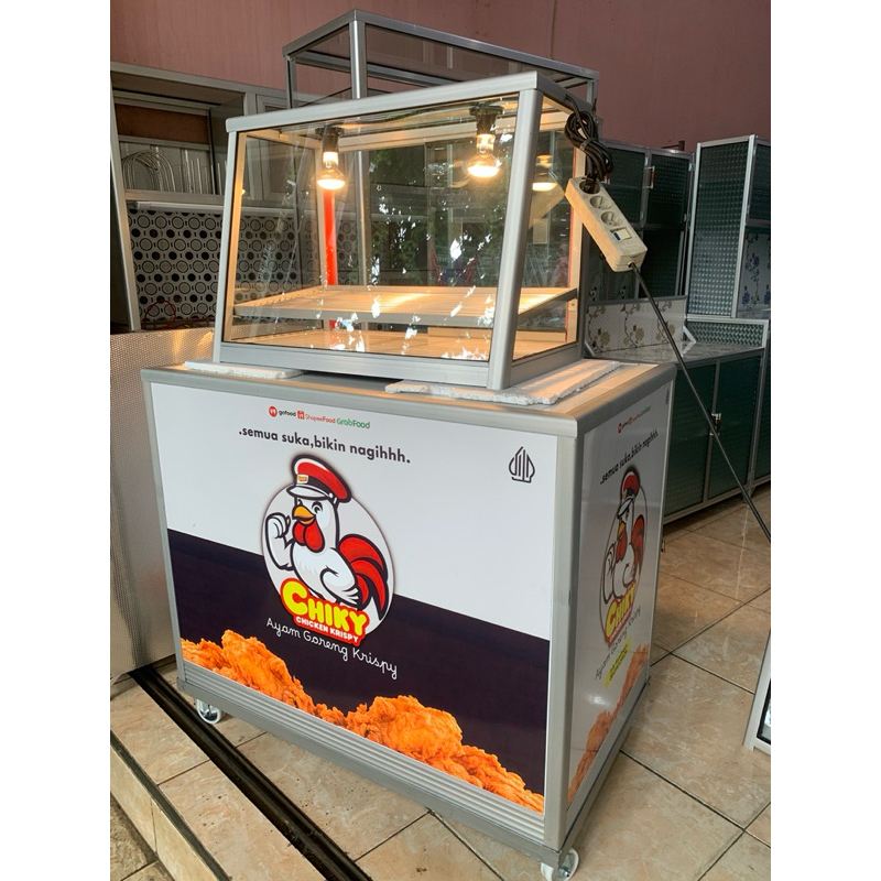 best seller Booth / Etalase / Gerobak Alumunium Fried Chicken Stiker