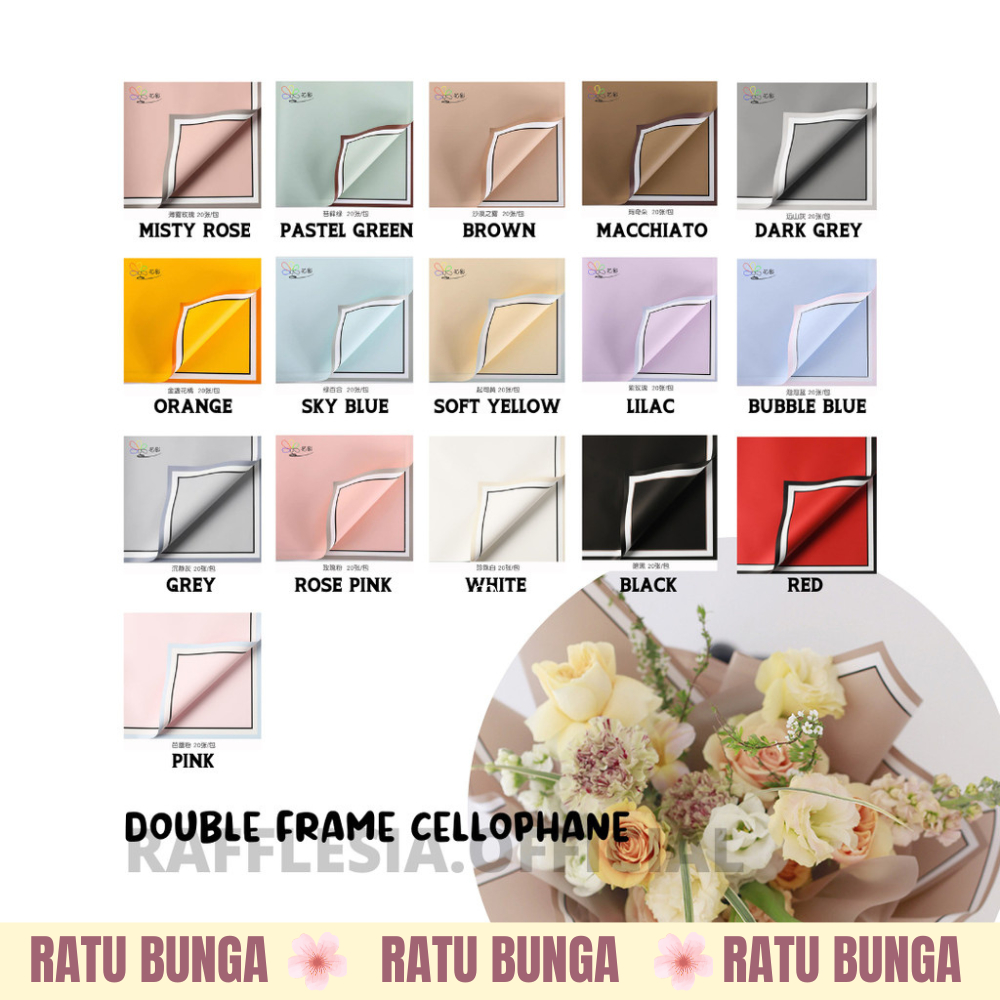 

[5 LEMBAR] FLOWER WRAPPING DOUBLE FRAME CELLOPHANE WATERPROOF KERTAS BUKET BUNGA