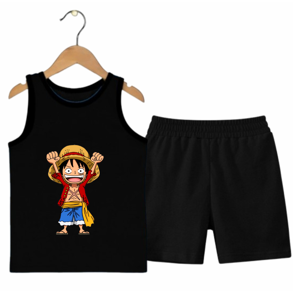 Setelan Celana Pendek Singlet Anak Luffy M-XL