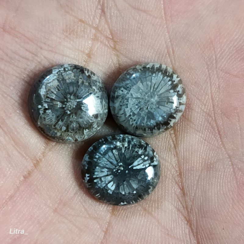 Bundle lostune batu cincin natural teratai hitam tunggal