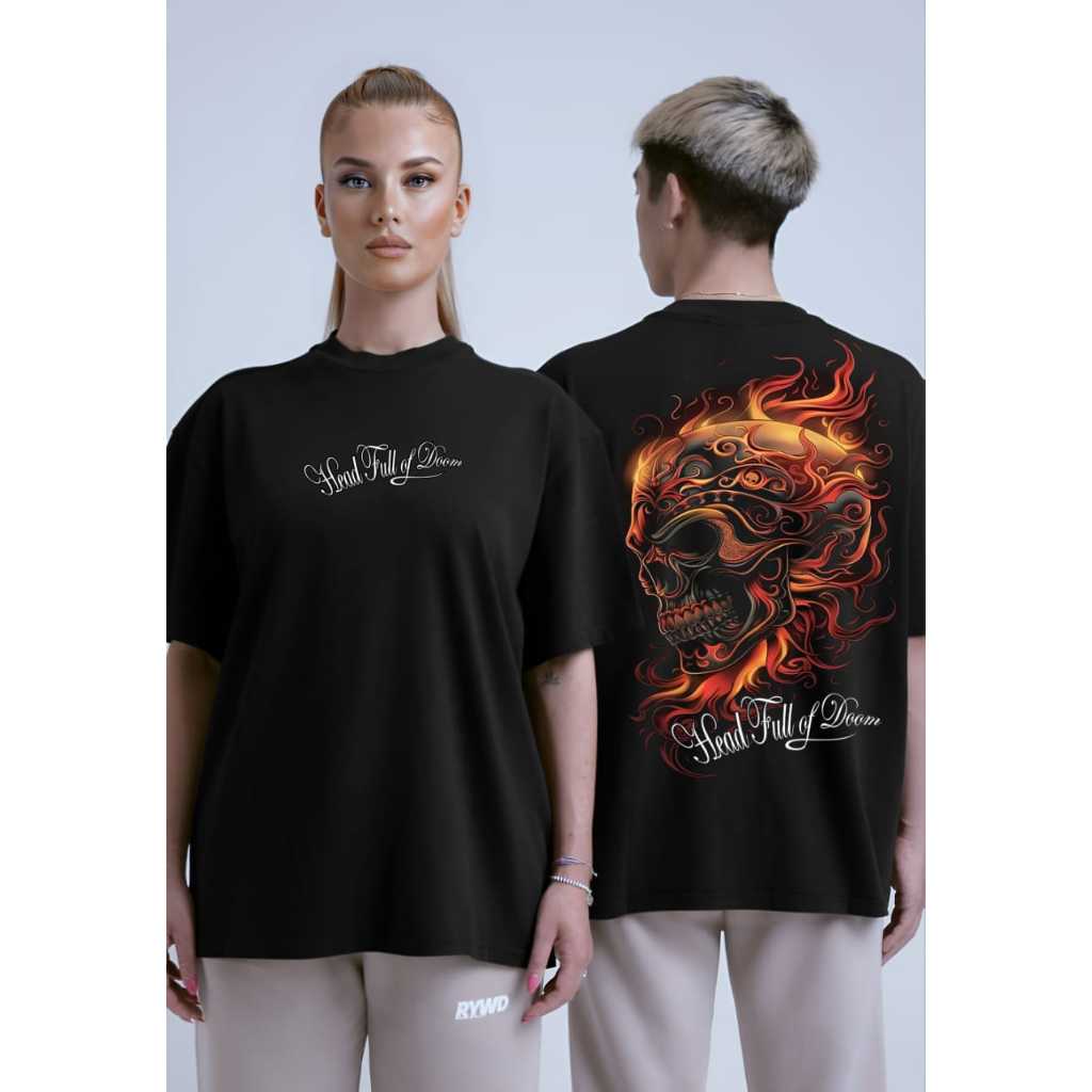 Kaos Oversize Tengkorak Pria Head Full Of Down Baju Kaos Distro Tengkorak Unisex Pria Wanita Ronwe S