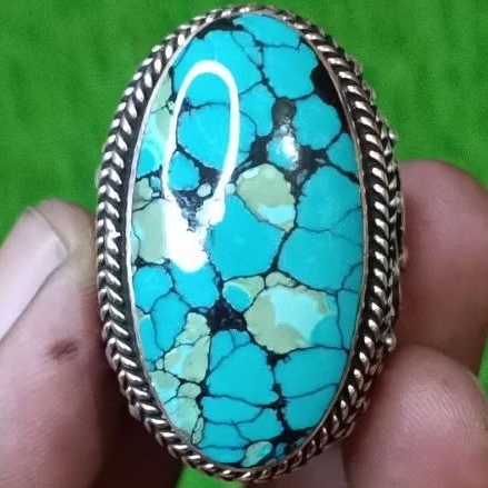 Pirus hubey motif ceplok ring perak handmade jumbo
