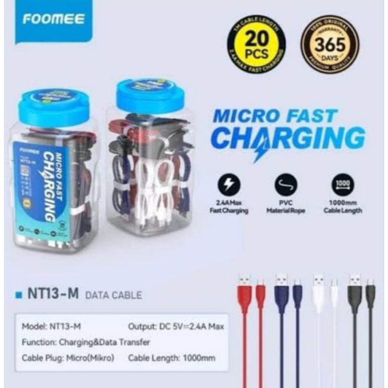 FOOMEE NT13-M / NT13-C / NT13-L KABEL DATA MICRO / TYPE-C / LIGHTNING 2.4A 100CM FAST CHARGING