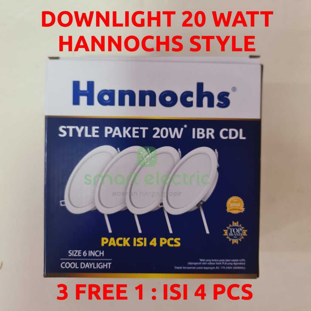 Hannochs Style 20 Watt Paket 3 Gratis 1 Lampu LED Downlight  Inbow Slim Tanam Plafon