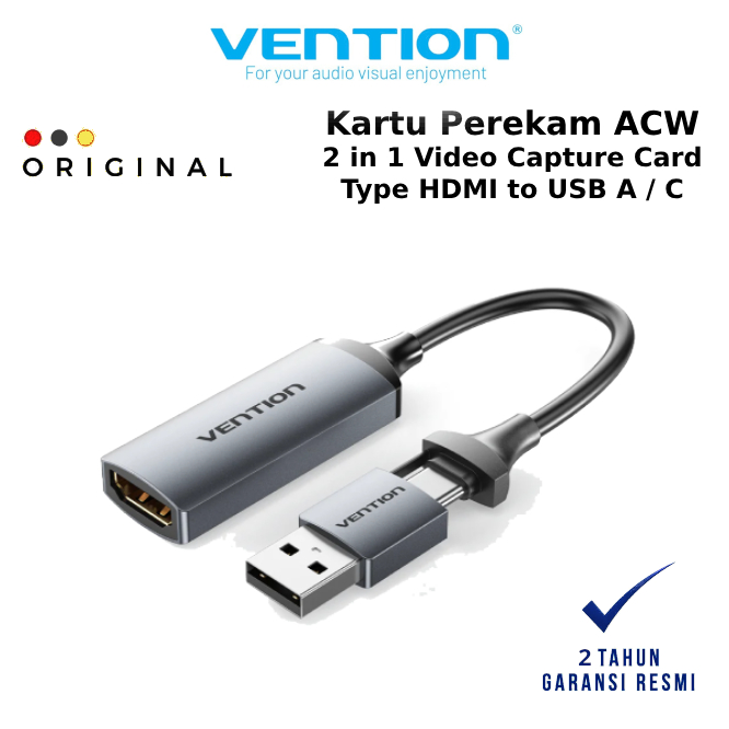 Vention HDMI A to USB C / USB A Video Capture Card 0.1M Gray - VENTION OFFICIAL STORE ( CODE 10182 )