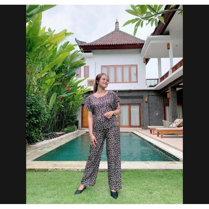 #Piyama motiv macan #One set wanita leppard