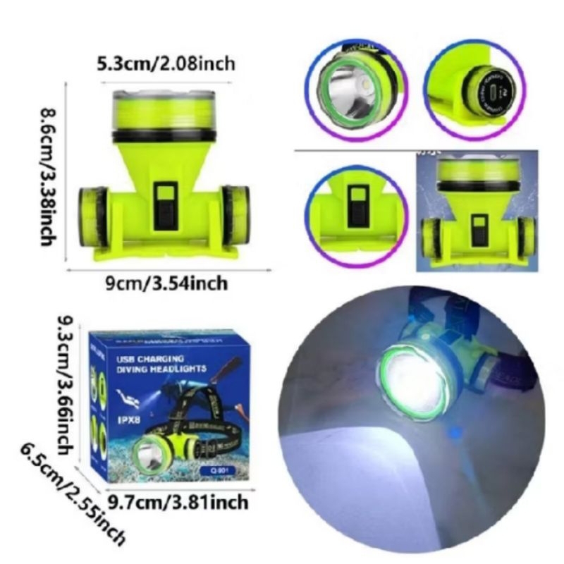 SENTER KEPALA SELAM ANTI AIR/SENTER DIVING LED LONGDA CAHAYA SUPER TERANG/SENTER DIVING LED KEPALA A