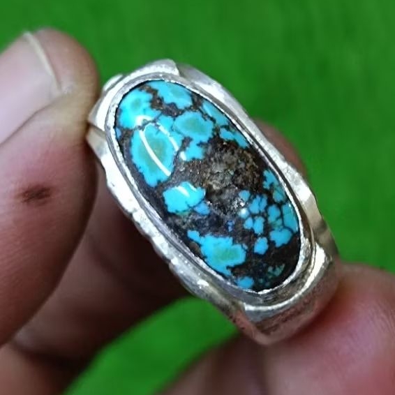 Pirus Persia hijau tosca lawasan Ring Perak