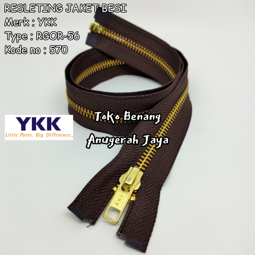 Resleting Jaket YKK Gigi Besi Gold 70 cm no 570