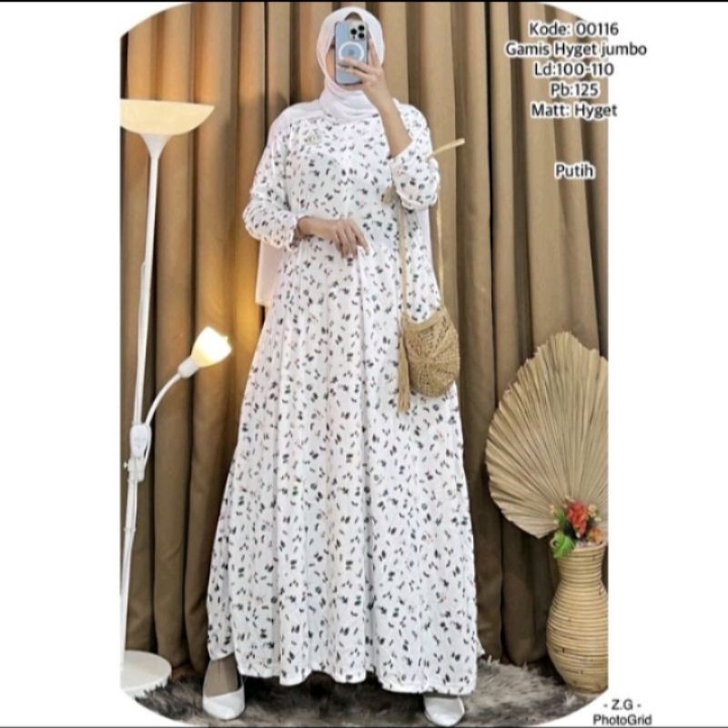 [ Fashion Muslim ] TERMURAH GAMIS HYGET BUNGA KECIL GRESIA JUMBO TERLARIS