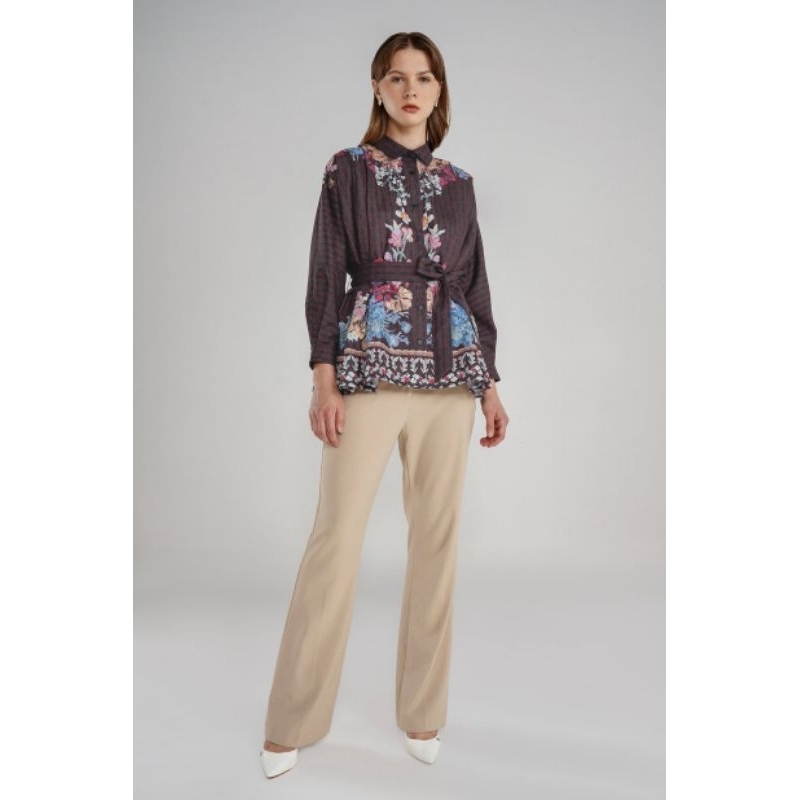 Floral Symphony Batwing Shirt - Poppy Free Size