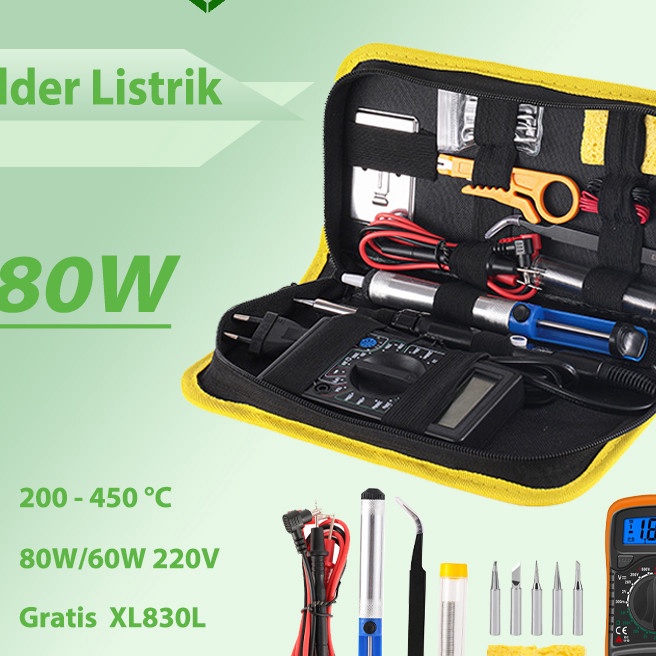 Eksklusif Solder Listrik Lengkap Set Solder Listrik Lengkap dengan Multimeter Iron Tool Kit 22V 6W8W