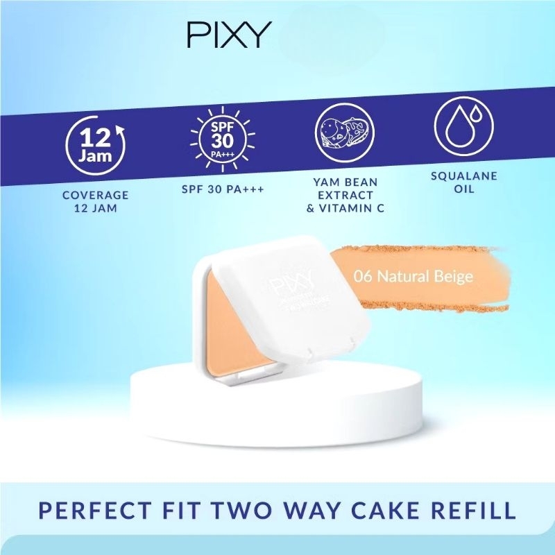 PIXY PERFECT FIT TWO WAY CAKE REFILL 06 NATURAL BEIGE 12.2gr - Bedak Padat - Compact Powder