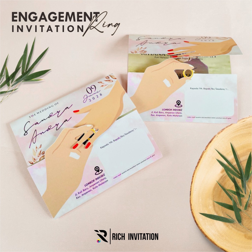 UNDANGAN PERNIKAHAN CUSTOM FULL COLOUR - UNDANGAN PERNIKAHAN UNIK - ENGAGEMENT RING INVITATION