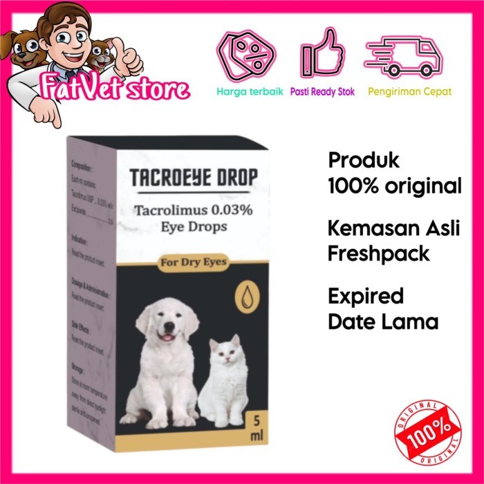 Tacrolimus eye drop 5ml tetes mata kering anjing kucing