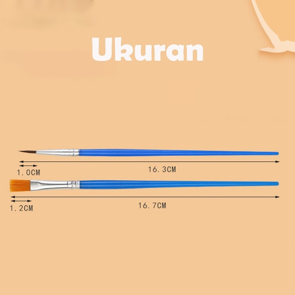 

50pcs Kuas Lukis Akrilik Bulu Nilon Cat Air Biru Flat Tip Sikat Runcing Sikat Set Paintbrush Artist