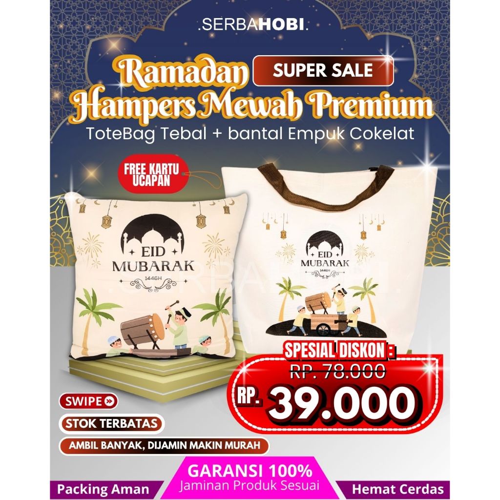 

PROMO Hampers Mewah Premium Ramadan Sale Tote Bag / Bantal / Sendok Set Sultan Free Kartu Ucapan
