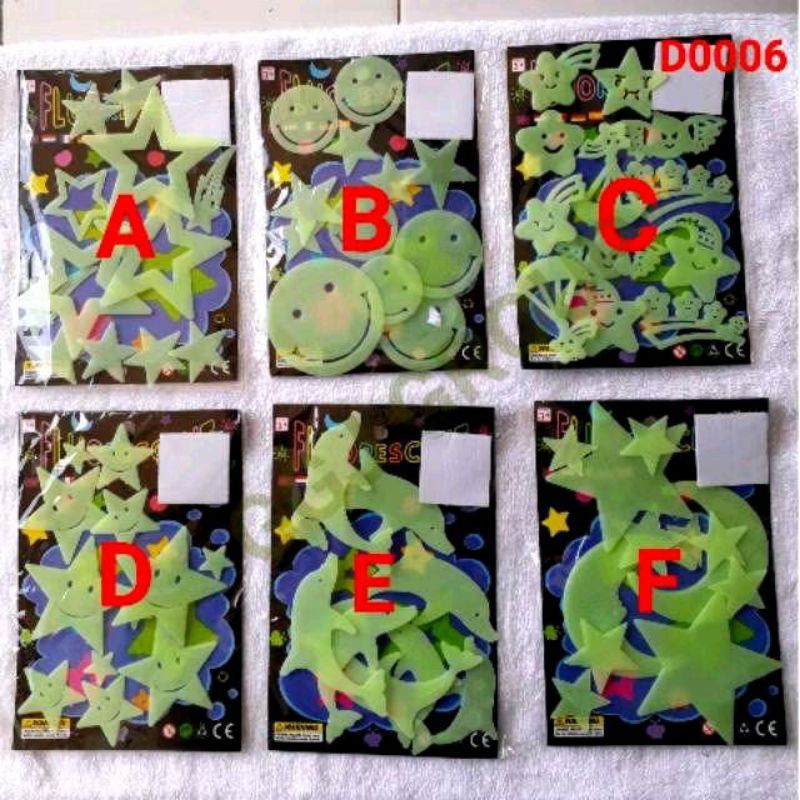 

D (D6) STIKER KARAKTER / GLOW IN THE DARK STICKER/STIKER NYALA