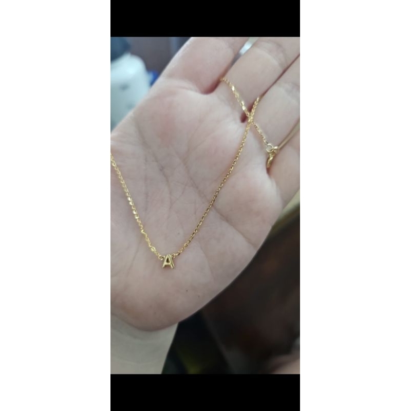 Kalung koye huruf A inisial nama emas asli 375 8K hwt  mas muda