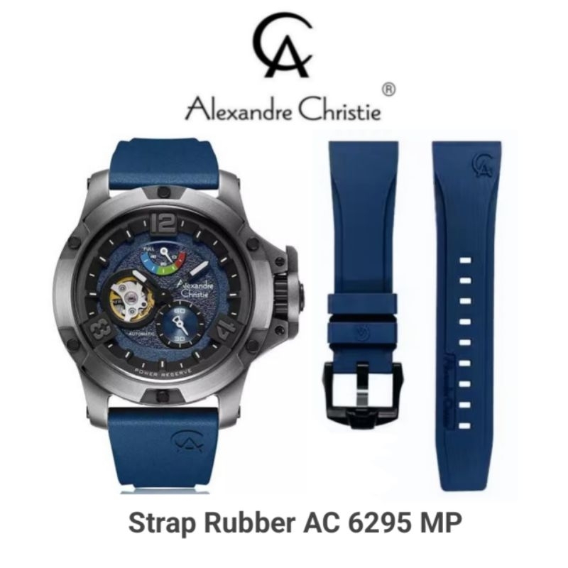 Tali FKM Rubber Strap Jam Tangan Alexandre Christie AC 6295 MP Original