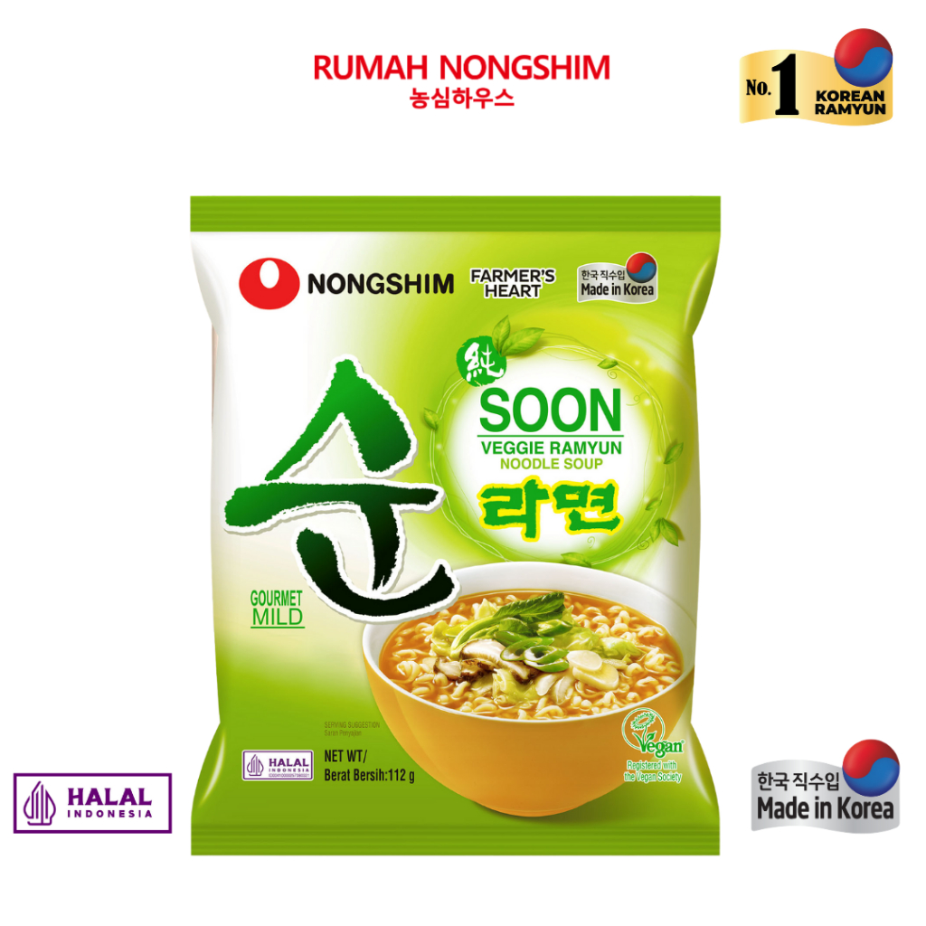 

SOON VEGGIE RAMYUN Noodle Soup 112 gram Mie Kuah Rasa Jamur Vegan Friendly Halal Indonesia