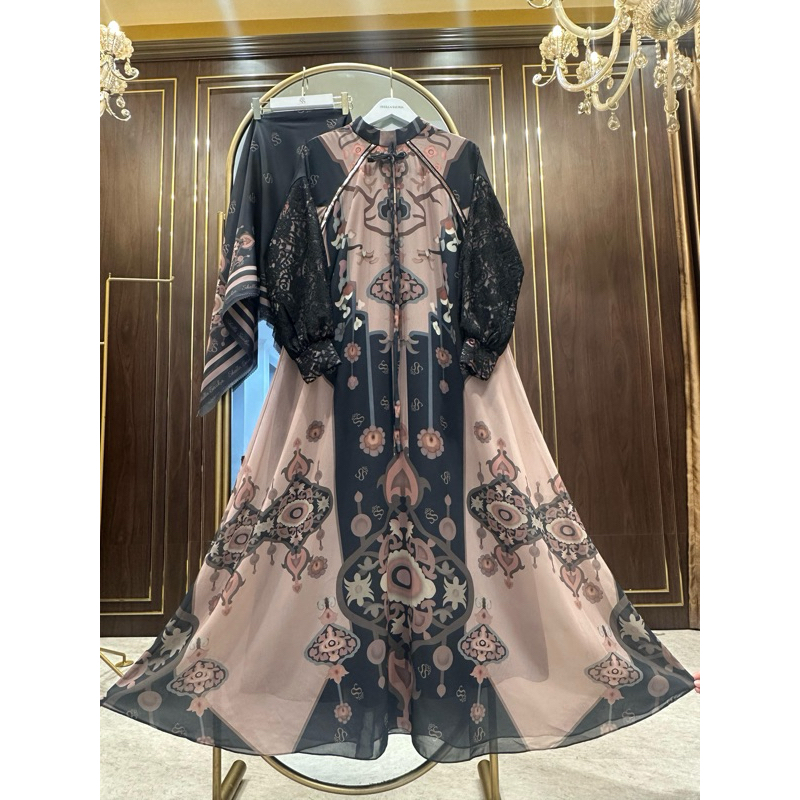 DRESS SET HIJAB SHELLA SAUKIA LENGAN BRUKAT