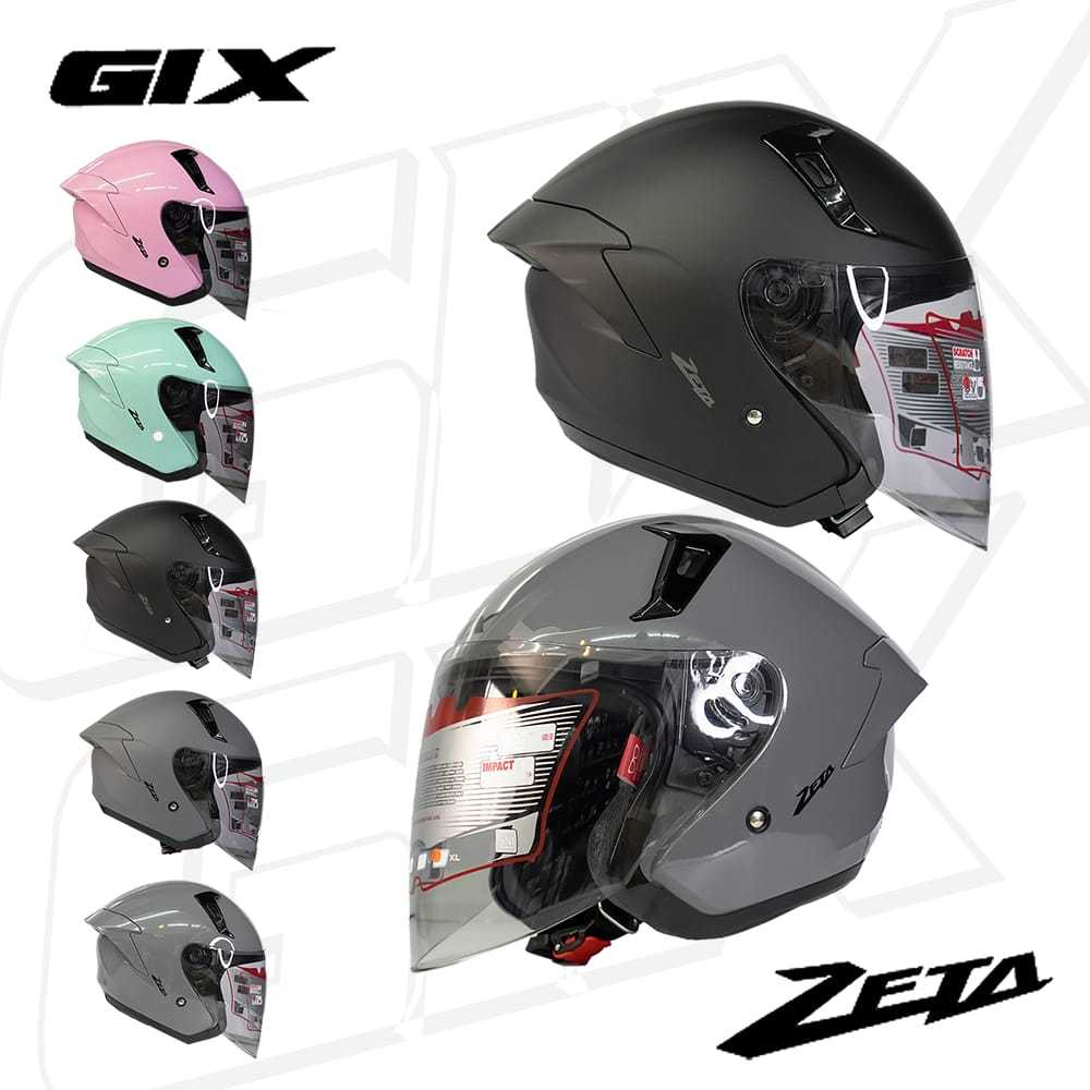 Helm GIX Zeta Solid Half Face Motorcycle Helmet