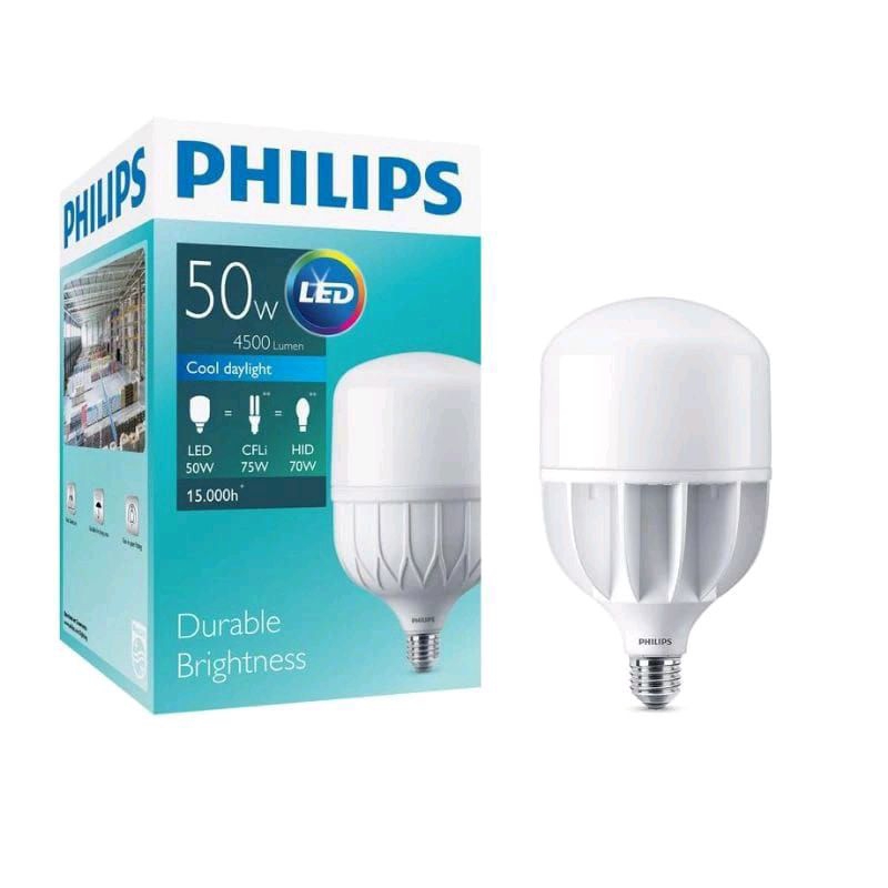 Lampu Bohlam LED Philips 50 Watt 50W 50Watt 50 W (Nyala Putih)