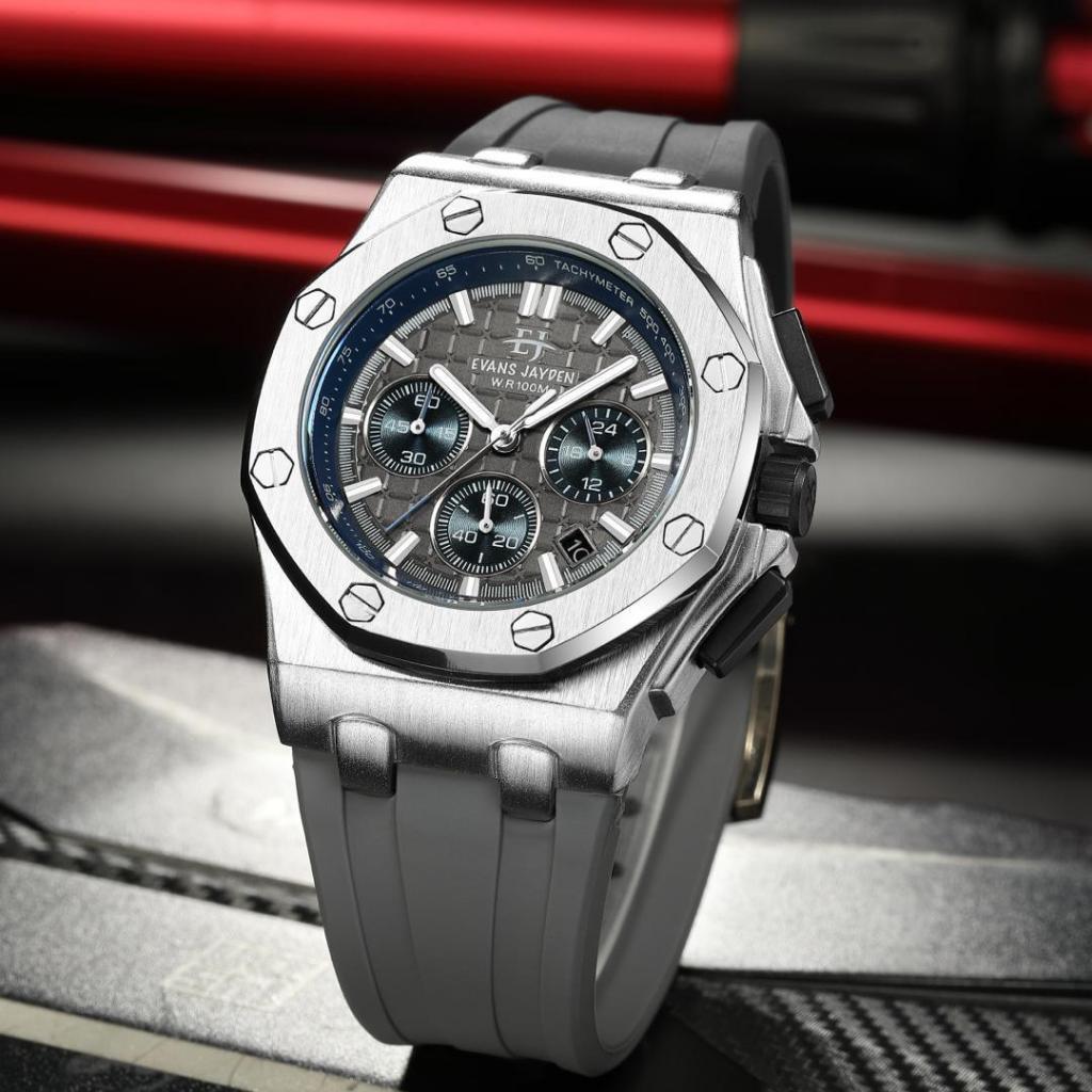 Big Sale  Jam Tangan Pria Evans Jayden 9560 Rubber Silicon Kaca Sapphire Water Resistant 5ATM